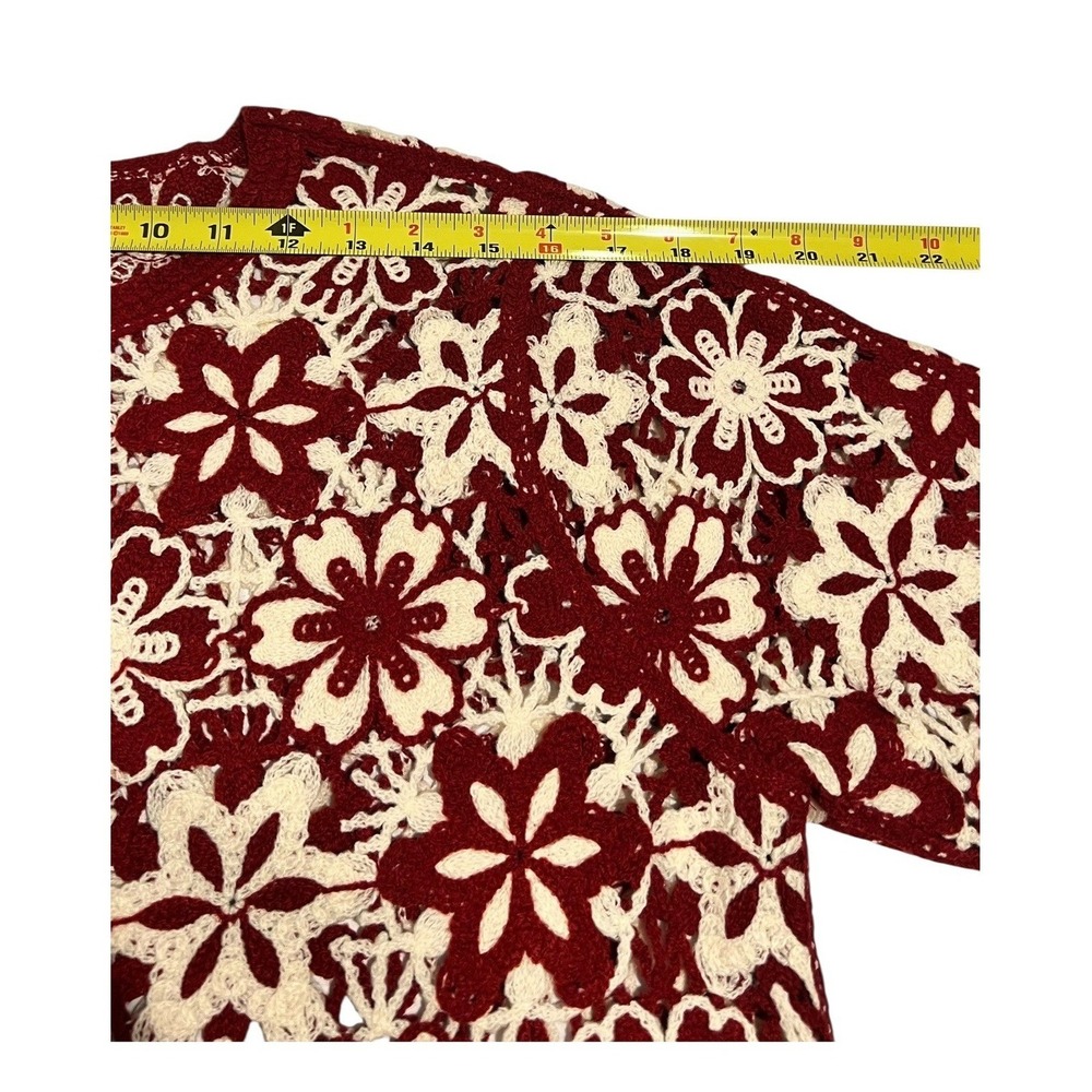 NWT Susan Graver Floral Crochet‎ Lace Button Front Cardigan S - Picture 8 of 13